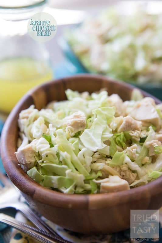 Japanese Chicken Salad // This has been a quite a popular side dish for as long as I can remember. It's the perfect way to use a package of ramen noodles! | Tried and Tasty