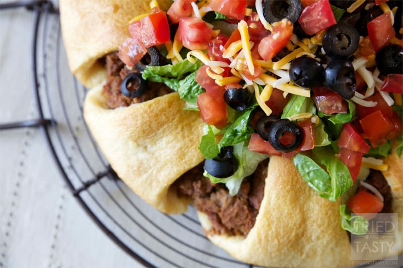 The Pampered Chef Taco Ring // When I was first introduced to Pampered Chef I was invited to a party with my mom. They served this Taco Ring and I fell in love immediately. I've been making this Taco Ring for years and years since and haven't met anyone that doesn't love it as much as I do! | Tried and Tasty