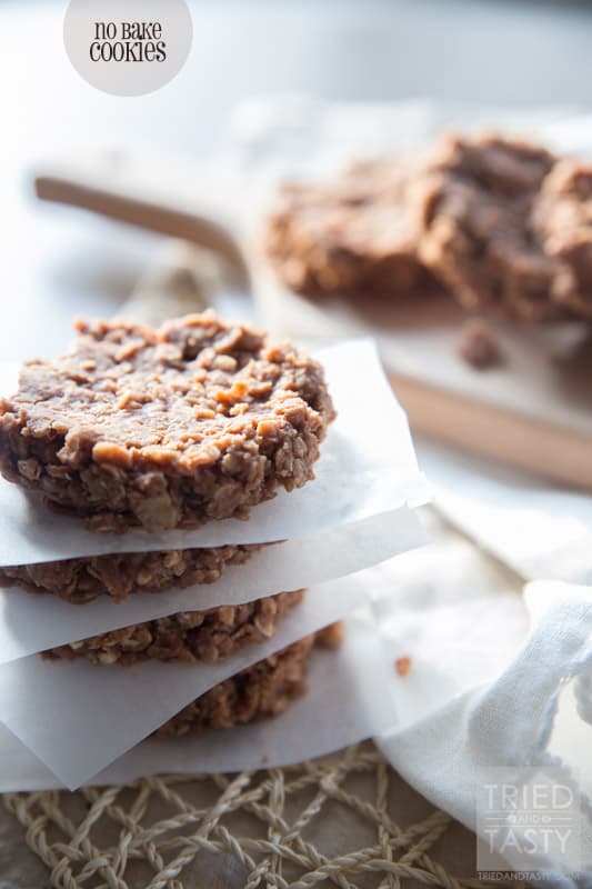 No Bake Cookies // What's easier than these No Bake Cookies? Nothing! These are the perfect dessert when you are in a pinch, in a hurry, or just want a sweet treat in a hurry! | Tried and Tasty