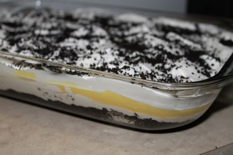 Oreo Torte Oreo Torte // There's nothing better than a layered dessert with chocolate, pudding, and whipped cream. Chill this for a bit and you are ready to party! | Tried and Tasty