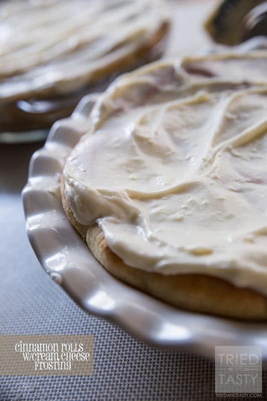 Cinnamon Rolls w/Cream Cheese Frosting // These are the softest, most delicious cinnamon rolls you'll sink your teeth in to. The frosting that tops them off is out of this world. You're welcome. | Tried and Tasty