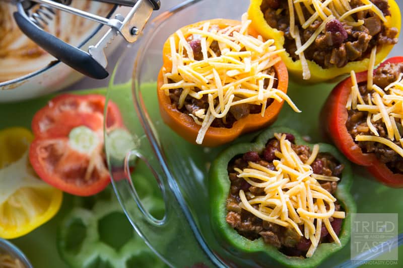 Taco Stuffed Peppers // Another great variation of stuffed peppers. Try these Taco Stuffed Peppers for your next taco night. | Tried and Tasty