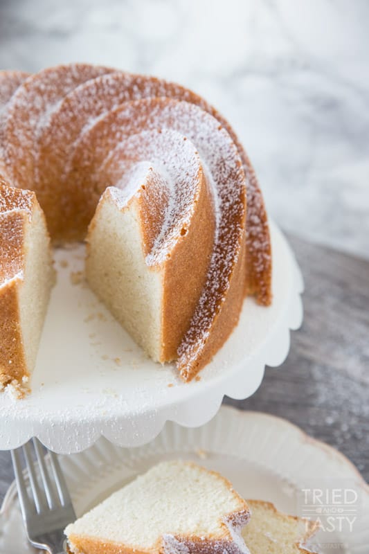 Mom's Pound Cake // This family favorite recipe is certain to please all of your tastebuds! Easy to whip together and passed down from several generations, this cake is flavorful and made with love! | Tried and Tasty