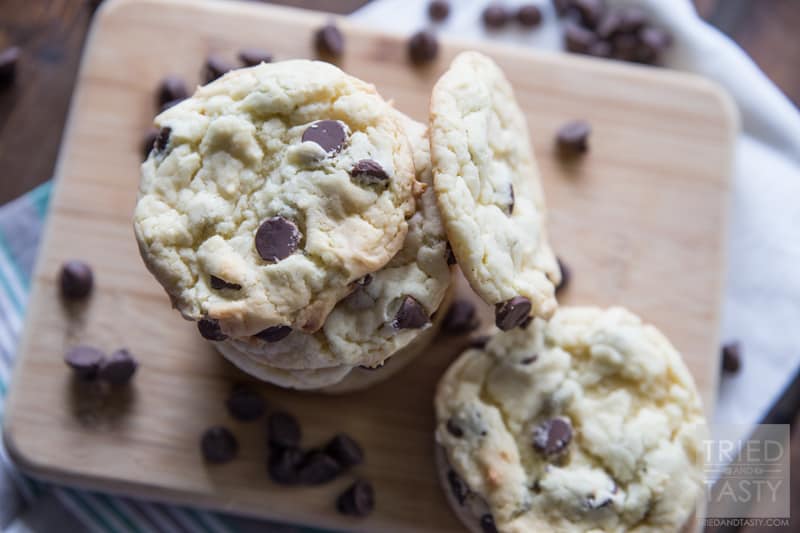 Cake Batter Cookies // One of Tried and Tasty's most popular recipes, these cake batter cookies only have five ingredients and will cost you less than $5 to make two-three dozen! Perfect for parties, gatherings, potlucks, or anytime you want to satisfy your sweet tooth without a lot of fuss! | Tried and Tasty