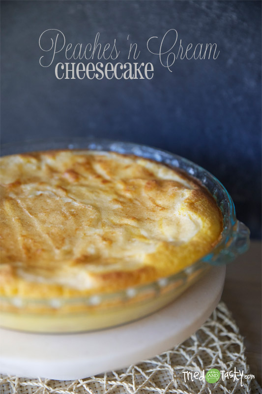 Peaches 'n Cream Cheese Cake Recipe // This Peaches and Cream Cheese Cake Recipe is a family favorite. It's not your traditional holiday pie, but it will compliment your holiday meal wonderfully. | Tried and Tasty