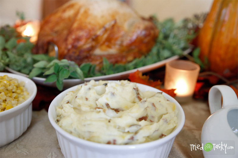 Creamy Mashed Potatoes // I love that this mashed potato recipe has the potato skin still mixed in! | Tried and Tasty