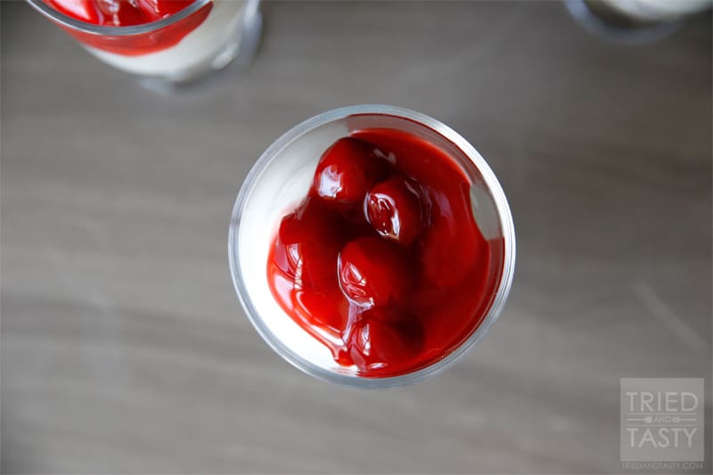 Cheesecake Parfaits // Not only are these Cheesecake Parfaits adorable, they are perfectly portioned. Just keep them in the fridge until you're ready to serve! | Tried and Tasty