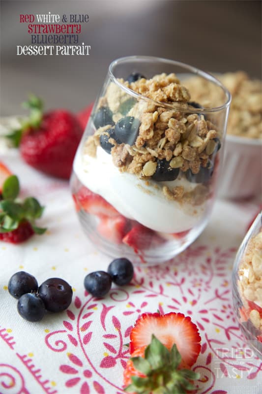 Red White & Blue Strawberry Blueberry Dessert Parfait // Tried and Tasty