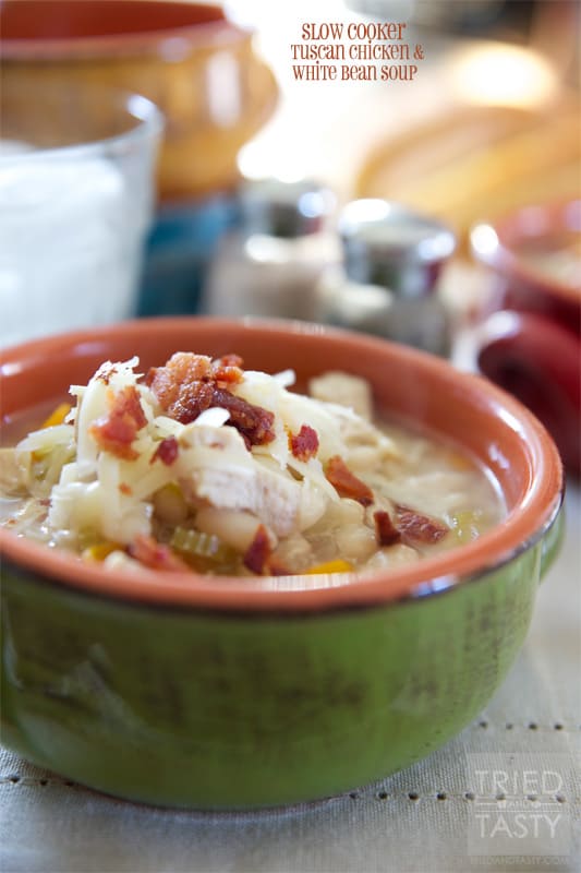 Slow Cooker Tuscan Chicken & White Bean Soup // Tried and Tasty