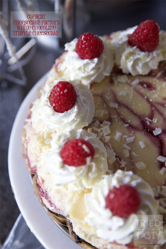 Copycat Cheesecake Factory White Chocolate Raspberry Truffle Cheesecake // Tried and Tasty