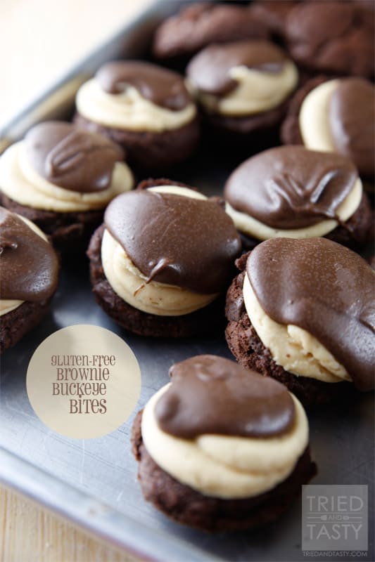 Brownie Buckeye Bites // These little treats are adorable and delicious. Nothing better than chocolate and peanut butter in my book! | Tried and Tasty