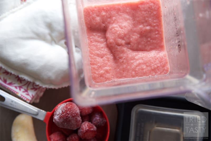 Copycat Jamba Juice Strawberries Wild // Ever wanted to make your favorite Jamba Juice recipe at home? This quick & easy recipe is only four ingredients! Tastes identical to the original, if not BETTER! Use your @blendtec to get the job done in no time! #smoothie #copycat #jambajuice #blendtec // Tried and Tasty