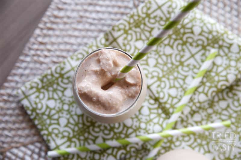 Copycat Jamba Juice Chocolate Peanut Butter Moo'd Smoothie // Ever wanted to make your favorite Jamba Juice recipe at home? This quick & easy recipe is only four ingredients! Tastes identical to the original, if not BETTER! Use your @blendtec to get the job done in no time! #smoothie #copycat #jambajuice #blendtec // Tried and Tasty