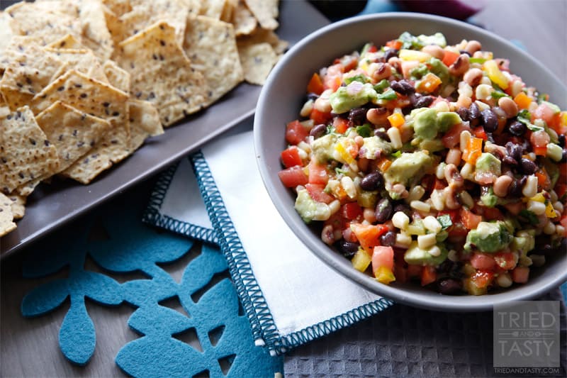 Cowboy Caviar // A delicious appetizer that's perfect for any #gameday or party! Your guests will fall in love with all the great flavors that are married together in this fantastic Cowboy Caviar #appetizer #snack #partyfood // Tried and Tasty
