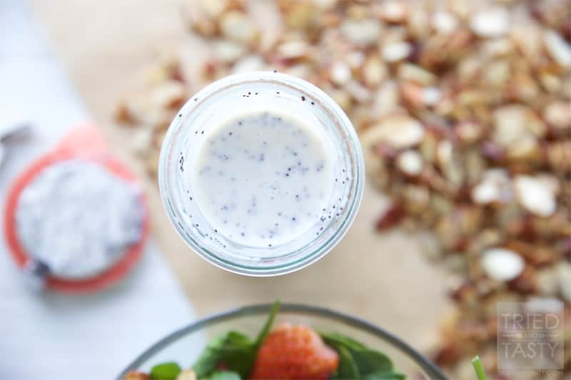 Healthier Zupas Nuts About Berries Salad Copycat // Ditch the sugar coated almonds and sugary poppyseed dressing and fall in love with this healthier version. Simple to throw together, beautiful to look at, and the most delicious healthy salad you'll ever have! | Tried and Tasty