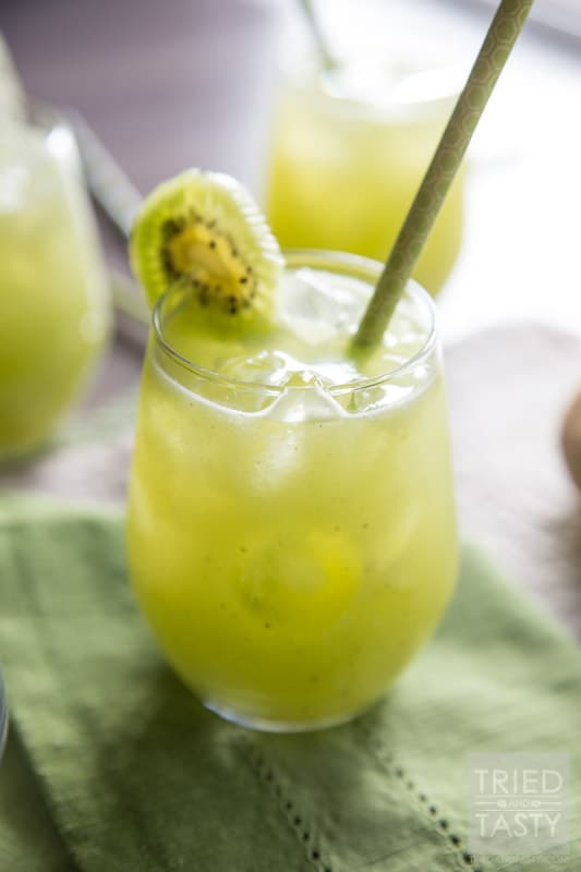 Cucumber Kiwi Agua Fresca | Looking for a delicious green drink made without any artifical coloring, soda, sherbet or ice cream? This Cucumber Kiwi Agua Fresca is PERFECT for you! It's all-natural, delicious, and really simple! Try this refreshing beverage today!  // Tried and Tasty