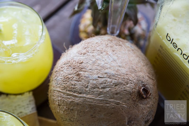 Pina Colada Agua Fresca | Looking for a delicious drink made without any artificial coloring, soda, sherbet or ice cream? This Pina Colada Agua Fresca is PERFECT for you! It's all-natural, delicious, and really simple! Try this refreshing beverage today! // Tried and Tasty