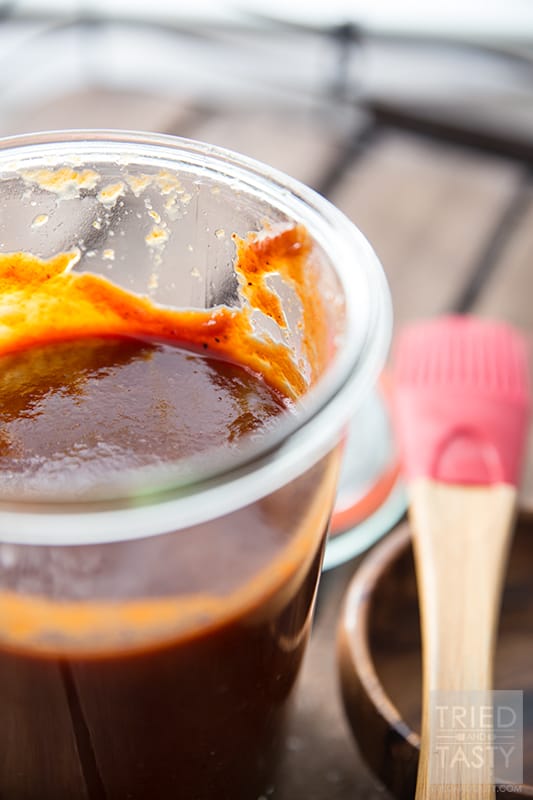 Homemade Mesquite BBQ Sauce // Making your own condiments, dressings, and sauces is easier than you think. Avoid unnecessary ingredients like high fructose corn syrup & artificial ingredients with your homemade version. This Homemade Mesquite BBQ sauce has the flavor of your store bought favorites without the yucky additives! | Tried and Tasty