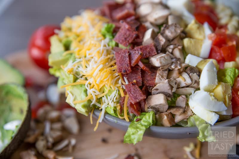 Ultimate Cobb Salad // Pull this healthy salad together in no time. Makes for a bright & colorful appetizer, lunch, or side dish. Great all year long, filing, and delicious! | Tried and Tasty