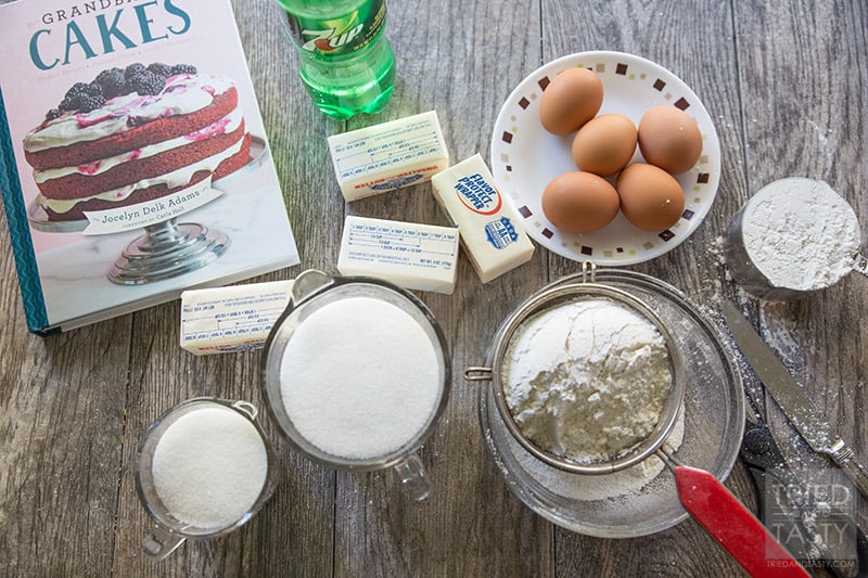 Mamas 7UP Pound Cake | This family recipe is one you'll want to make over and over again. It feeds a crowd and will get rave reviews at first bite. Make Mama's 7UP Pound Cake for birthdays, holidays, or any special occasion in between. Perfect for children and adults alike, you won't regret the time it takes to pull this masterpiece together. // Tried and Tasty