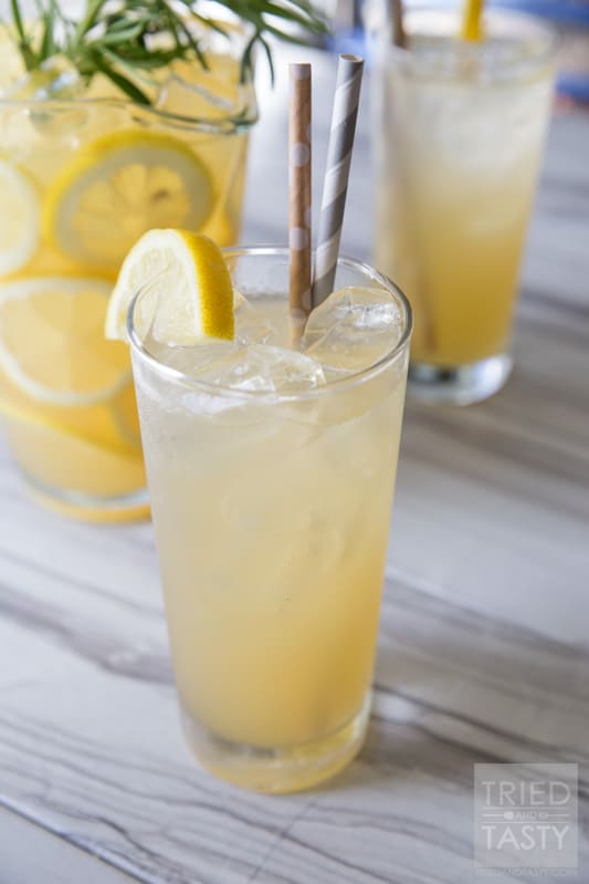 Vanilla Rosemary Lemonade // With no refined sugar added, you'll be pleasantly surprised by how perky this delicious lemonade is. Only five ingredients and you'll be set with the perfect beverage to entertain any of your guests of all ages! | Tried and Tasty