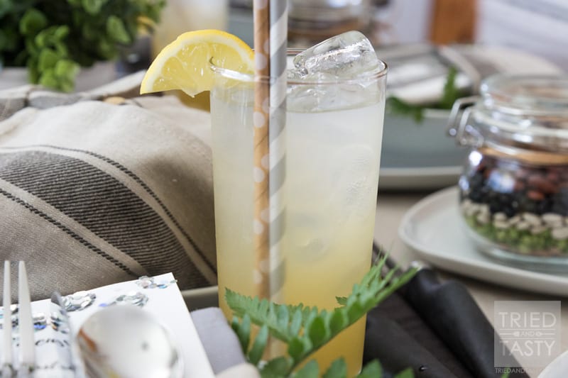 Vanilla Rosemary Lemonade // With no refined sugar added, you'll be pleasantly surprised by how perky this delicious lemonade is. Only five ingredients and you'll be set with the perfect beverage to entertain any of your guests of all ages! | Tried and Tasty