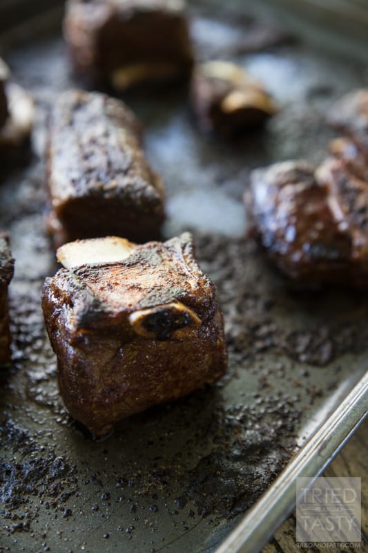 Sweet Heat Chipotle Honey Short Ribs // These fall-off-the-bone-tender short ribs are fantastic. A sweet flavor with the surprising kick of a little bit of chipotle. Perfect for any BBQ or picnic, but made in the crockpot they can be enjoyed all year long! | Tried and Tasty