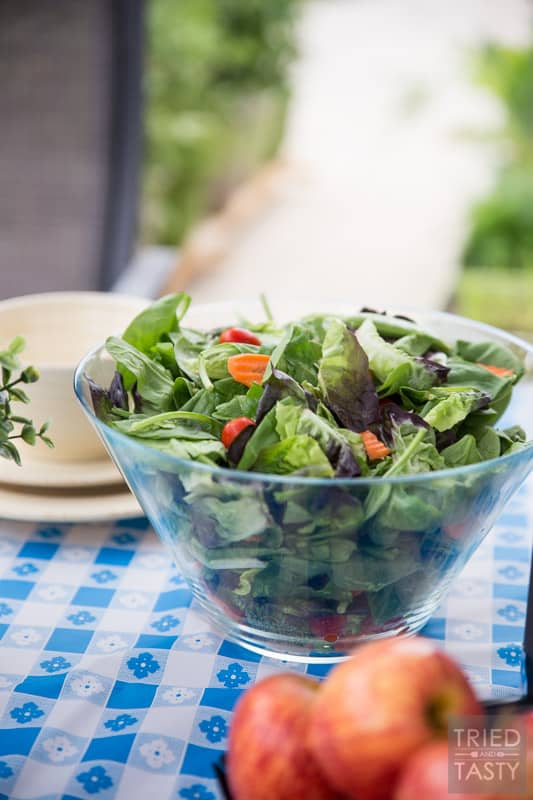 Low Calorie Dijon Dressing // Nothing can make a healthy salad unhealthy faster than the dressing you put on it! This low-cal dijon is exactly what you need if you're looking to maintain taste without sacrificing your nutrition! Especially great on on top of Taylor Farms Snappy Spinach Salad! | Tried and Tasty