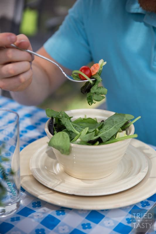 Low Calorie Dijon Dressing // Nothing can make a healthy salad unhealthy faster than the dressing you put on it! This low-cal dijon is exactly what you need if you're looking to maintain taste without sacrificing your nutrition! Especially great on top of Taylor Farms Snappy Spinach Salad! | Tried and Tasty