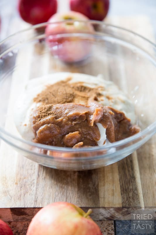 Healthy Caramel Apple Fruit Dip // Made with only five ingredients you will want to save this recipe to have for Halloween AND Thanksgiving! It's so divine you won't even know there's not a stitch of refined sugar! | Tried and Tasty
