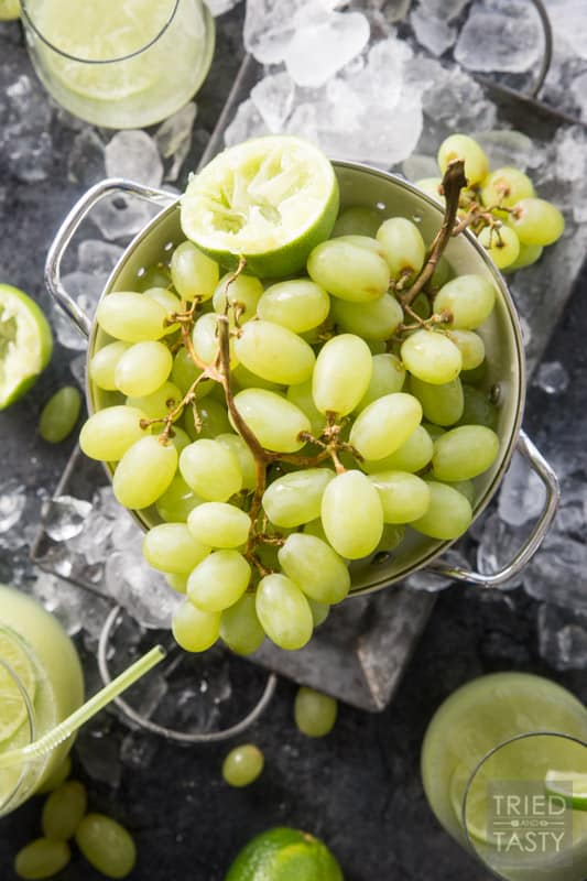 Frozen Grape Lime Rickey // This delicious slush is fantastic for those warm days you need a quick & easy refreshment! Made with only a handful of ingredients and ready in 60 seconds! | Tried and Tasty