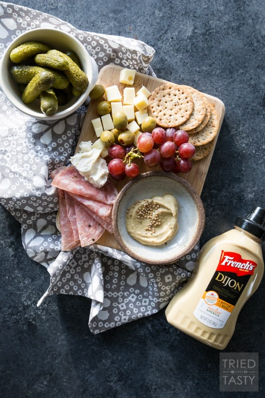 Single Serve Charcuterie // Sometimes you don't need an appetizer or a snack to feed a crowd. Sometimes you just want enough for one - this 'recipe' is just that, perfect single serve portion of the yummiest meat & cheese board! | Tried and Tasty