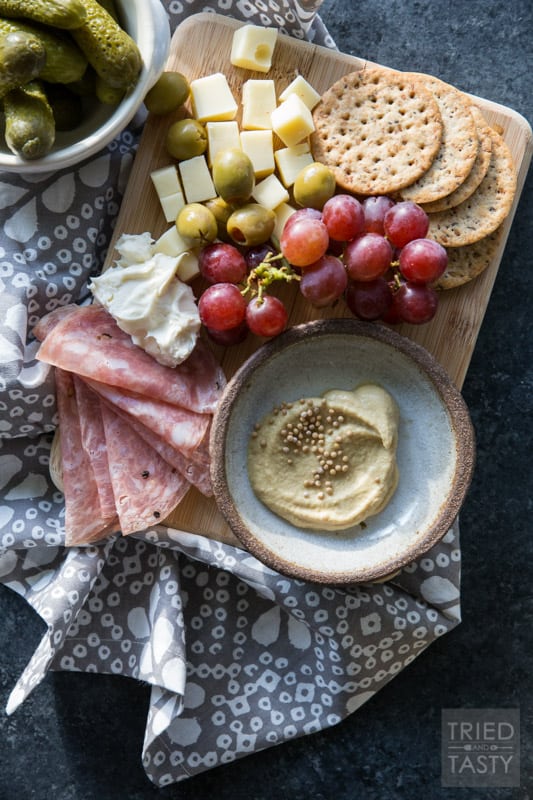 Single Serve Charcuterie // Sometimes you don't need an appetizer or a snack to feed a crowd. Sometimes you just want enough for one - this 'recipe' is just that, perfect single serve portion of the yummiest meat & cheese board! | Tried and Tasty