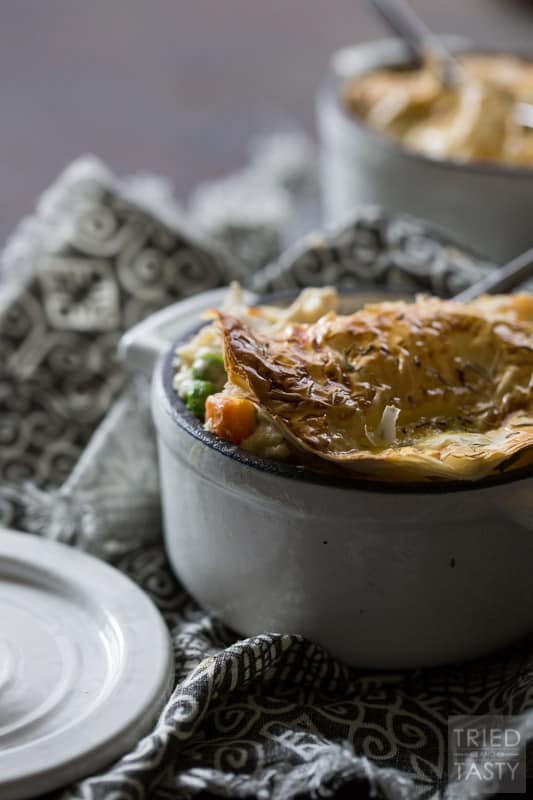 Chicken Pot Pie | This hearty, belly filling Chicken Pot Pie recipe is a fresh take on a classic favorite - featuring a flaky, melt in your mouth crust. | Tried and Tasty