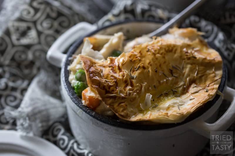 Chicken Pot Pie | This hearty, belly filling Chicken Pot Pie recipe is a fresh take on a classic favorite - featuring a flaky, melt in your mouth crust. | Tried and Tasty