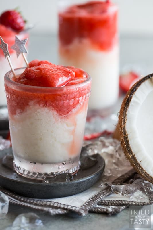 Virgin Miami Vice // If you like pina coladas AND strawberry daiquiri's then meet your match: a Miami Vice! It's the best of both worlds. Cool. Refreshing. Fruity! | Tried and Tasty