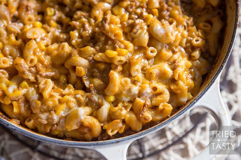 Hamburger Casserole // This has become one of my most popular recipes to date. Why? Because it's one of those recipes that everyone can relate to! It's comforting, it's cozy, and it's ingredients everyone has on hand! Make this for your family, they'll love you! | Tried and Tasty