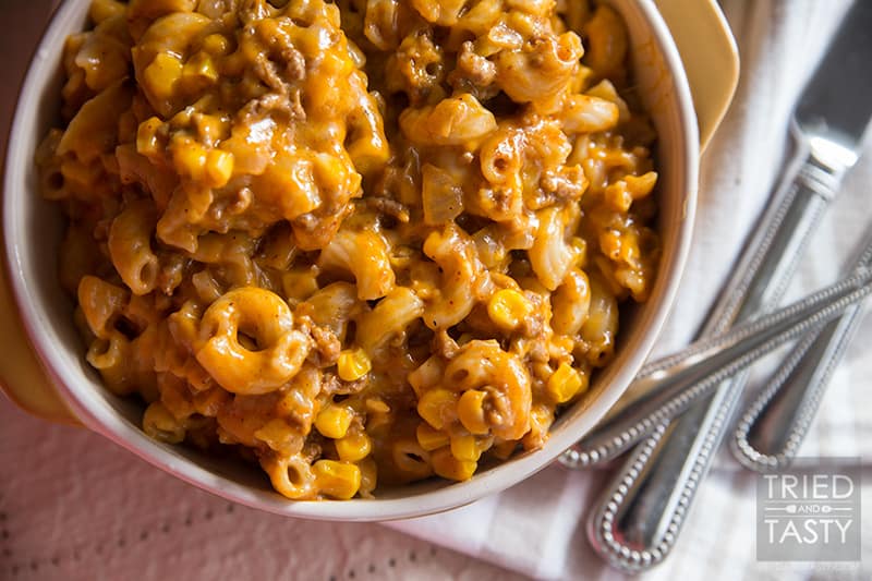 Hamburger Casserole // This has become one of my most popular recipes to date. Why? Because it's one of those recipes that everyone can relate to! It's comforting, it's cozy, and it's ingredients everyone has on hand! Make this for your family, they'll love you! | Tried and Tasty